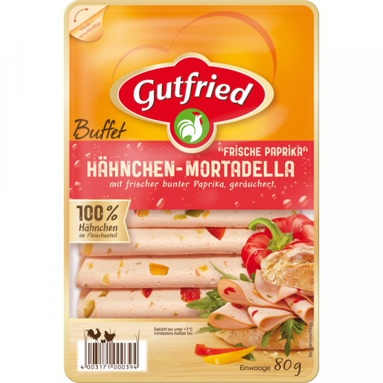 Gutfried Hähnchen Mortadella Papika 80g