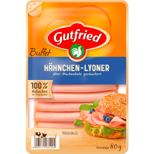 Gutfried Hähnchen-Lyoner geräuchert 80g
