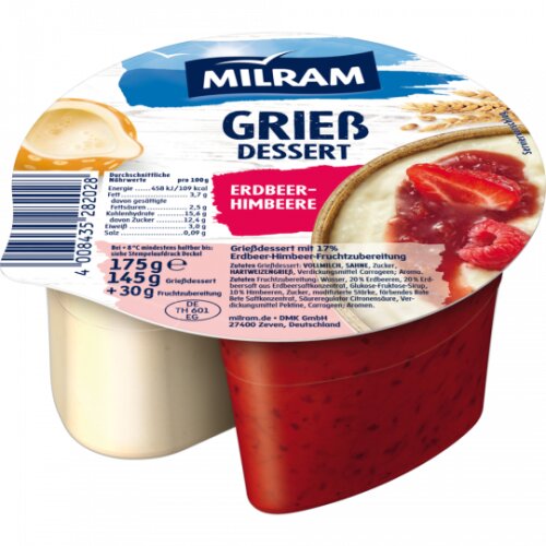 Milram Griessdessert Erdbeer-Himbeer 175g