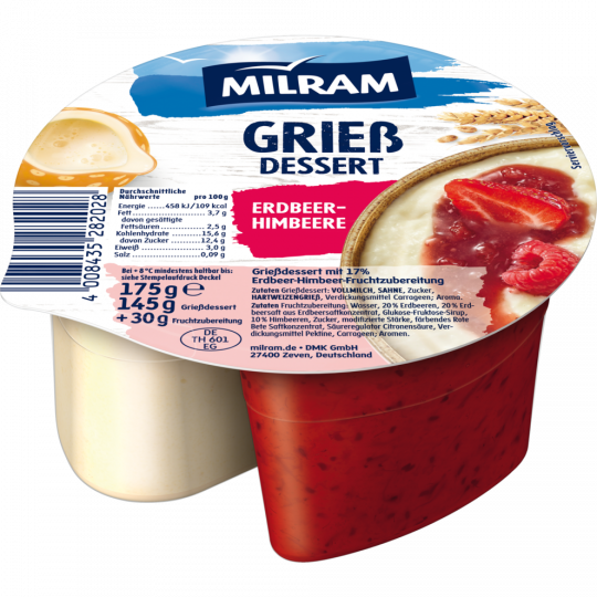 Milram Griessdessert Erdbeer-Himbeer 175g