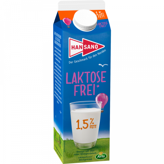 Hansano laktosefreie-Milch 1,5% 1l
