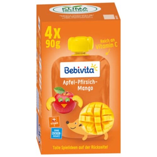Bebivita Kinder Spaß Apfel-Pfirsich-Mango 1-3 Jahre 4x90g