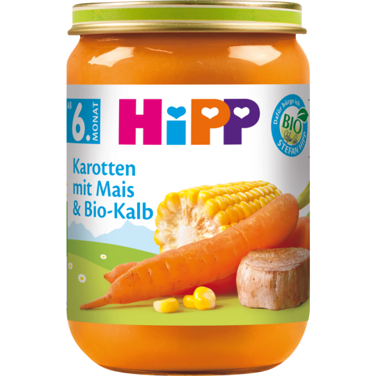 Bio Hipp Karotte Mais & Kalb190g