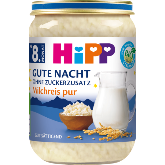 Bio Hipp Gute Nacht Milchreis pur ohne Zuckerzusatz ab 8.Monat 190g