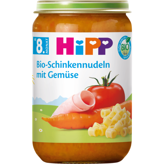 Bio Hipp Menü Schinkennudeln mit Gemüse ab dem 8.Monat 220g
