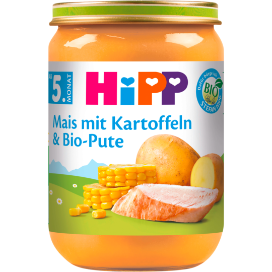 Bio Hipp Menü Mais mit Kartoffeln und Pute ab dem 4.Monat 190g