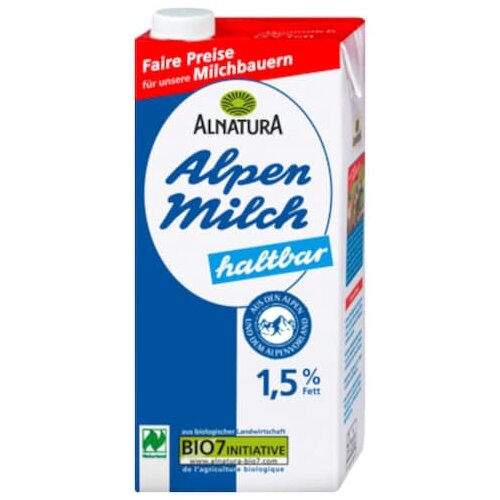 Bio Alnatura Haltbare Alpenmilch 1,5% 1l