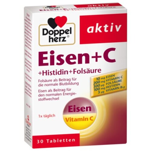 Doppel Herz Eisen+ C + Folsäure Tabletten 30er