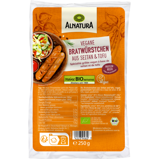 Bio Alnatura Vegetarische Bratwürstchen 250g