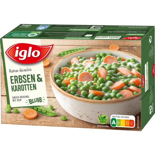 Iglo Rahm Gemüse Erbsen & Karotten 480g