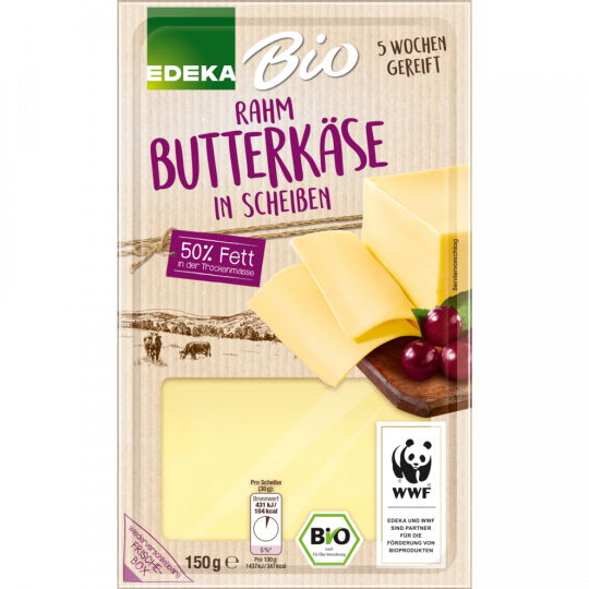 Bio EDEKA Rahmbutterkäse Scheiben 50% Fett in Trockenmasse 150g