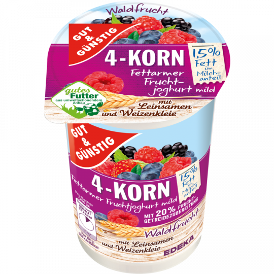 Gut & Günstig 4-Korn Fruchtjoghurt Waldfrucht 1,5% 250g