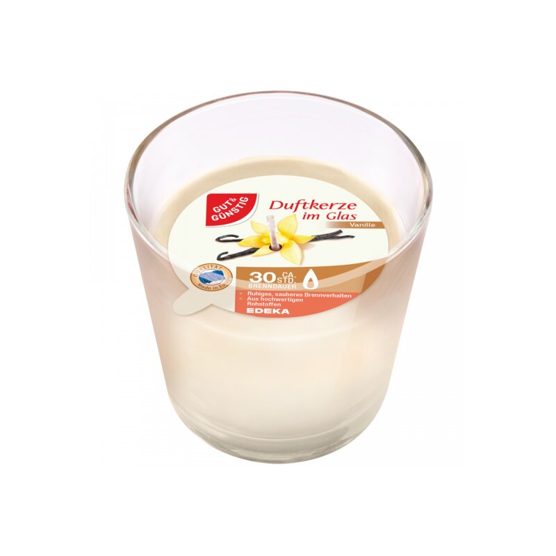 Gut & Günstig Duftkerze im Glas Vanille L