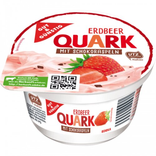 Gut & Günstig Fruchtquark mit Schokoraspeln Erdbeere 200g