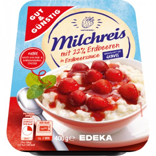 Gut & Günstig Milchreis mit Erdbeeren in fruchtiger Sauce...