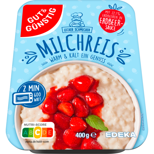 Gut & Günstig Milchreis mit Erdbeeren in fruchtiger Sauce 400g