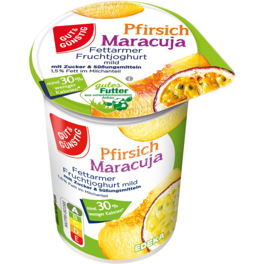 Gut & Günstig fettarmer Joghurt 1,5% Pfirsich/Maracuja 250g