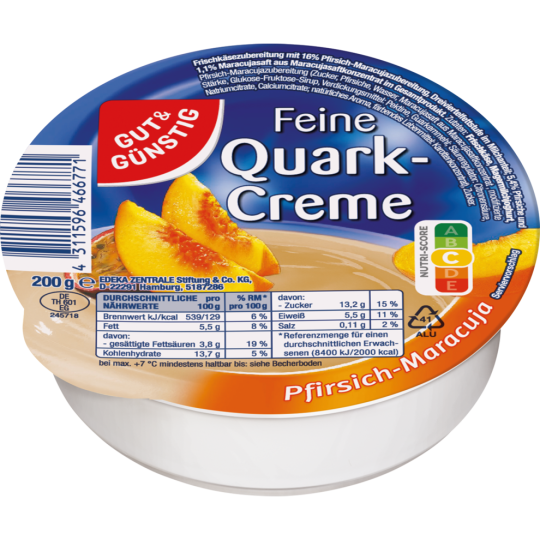 Gut & Günstig Quarkcreme Pfirsich 200g