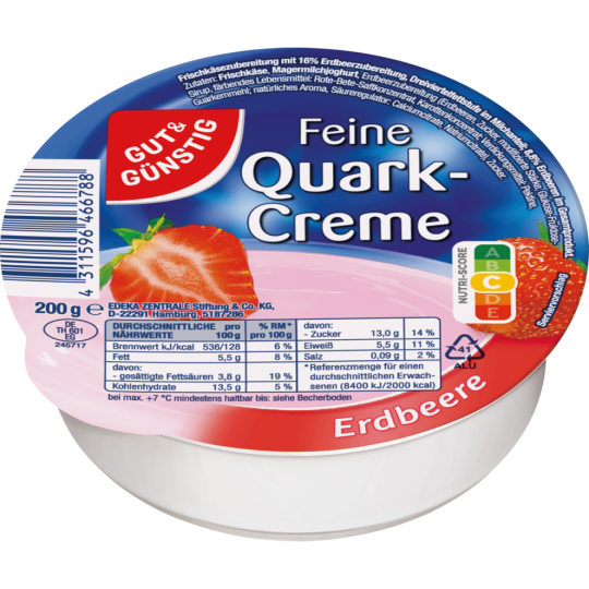 Gut & Günstig Quarkcreme Erdbeer 200g