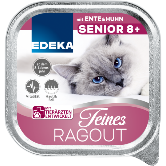 EDEKA Feine Happen Senior Ragout mit Ente&Huhn 100g