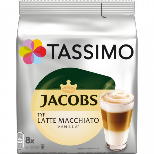 Tassimo Jacobs Kaffee Latte Macchiato Vanilla 8+8ST 268g