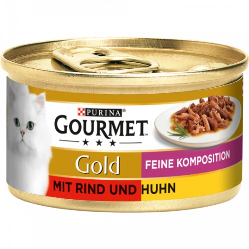 Gourmet Gold Duo Feine Komposition Rind&Huhn Katzennassnahrung 85g