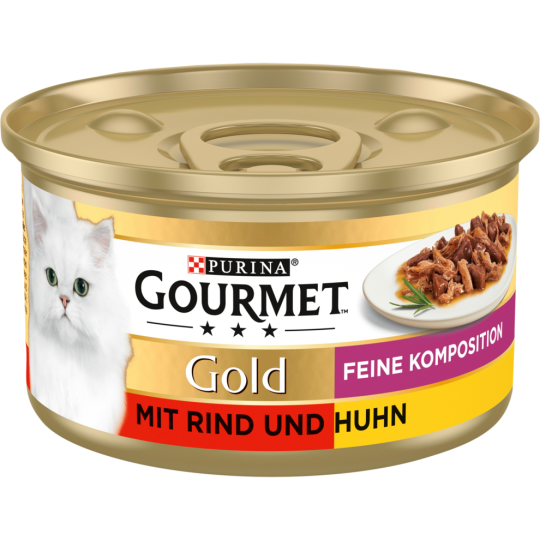 Gourmet Gold Duo Feine Komposition Rind&Huhn Katzennassnahrung 85g