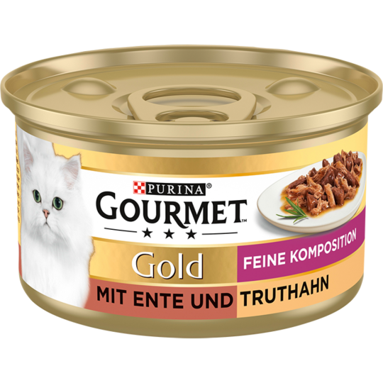 Gourmet Gold Duo Feine Komposition Ente&Truthahn Katzennassnahrung 85g