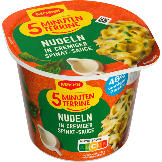 Maggi 5 Minuten Terrine Nudeln in Spinat-Rahm Sauce 50g