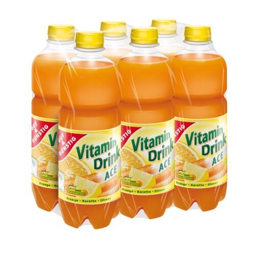 Gut & Günstig Vitamin-Drink ACE Orange,Karotte,Zitrone 6x0,5l Träger