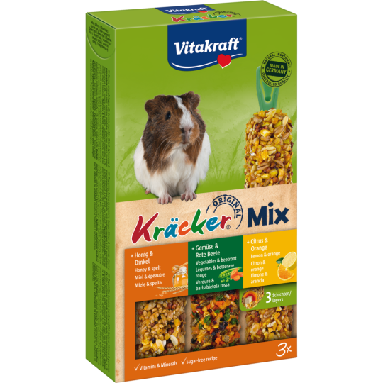 Vitakraft Kräcker Combi Honig/Gemüse/Citrus für Meerschweinchen 3x56g
