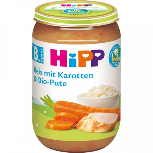 Bio Hipp Menü Reis mit Karotten und Pute ab 8.Monat 220g