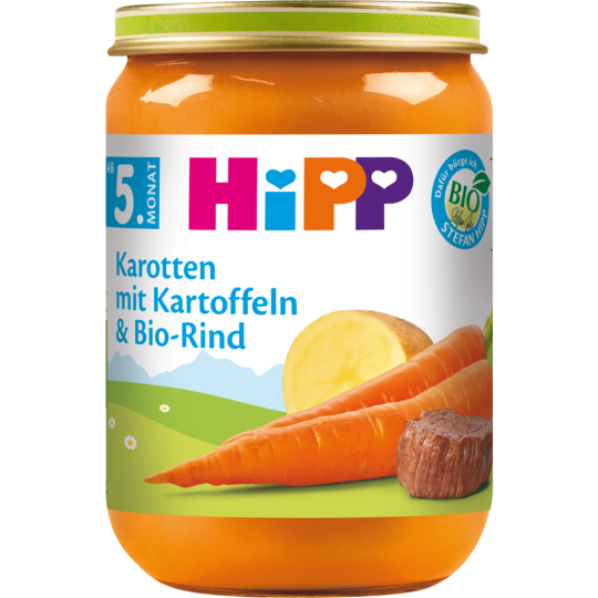 Bio Hipp Menüs Karotten mit Kartoffeln und Rind nach dem 4.Monat 190g