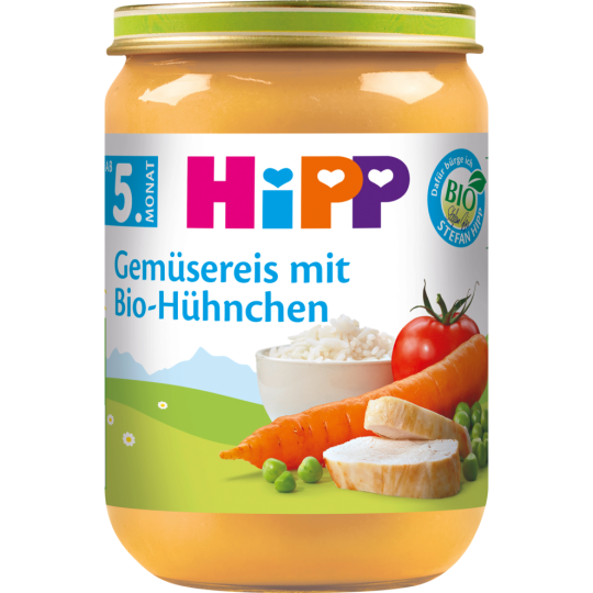 Bio Hipp Menüs Gemüsereis mit Hühnchen nach dem 4.Monat 190g