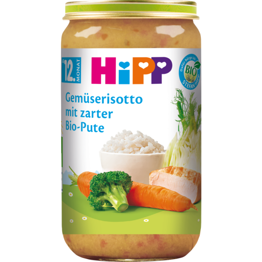 Bio Hipp Pasta Bambini Gemüserisotto mit zarter Pute ab 12.Monat 250g