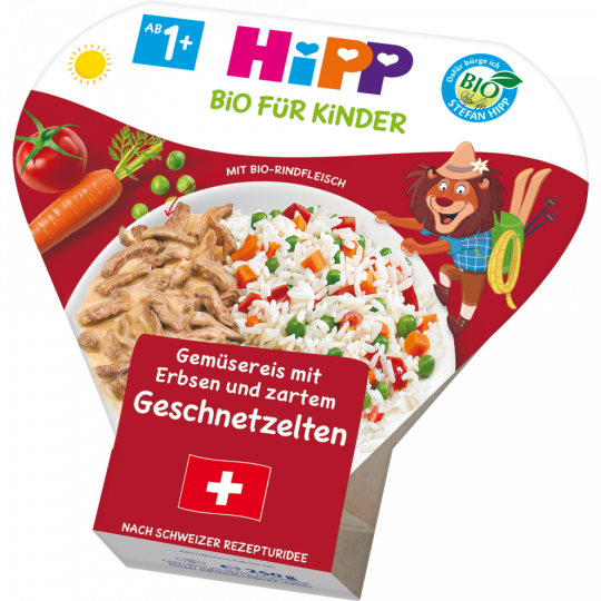 Bio Hipp Kinder-Teller Gemüsereis Erbsen und Geschnetzeltes 1-3Jahre 250g
