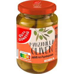 Gut & Günstig Oliven grün mit Paprikapaste...