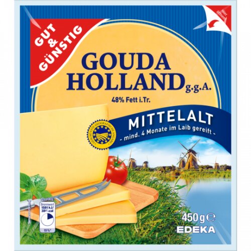 Gut & Günstig Gouda Holland mittelalt 48% Fett 450g