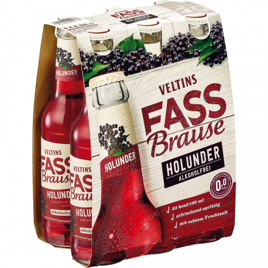 VELTINS Fassbrause Holunder 6x0,33l Träger