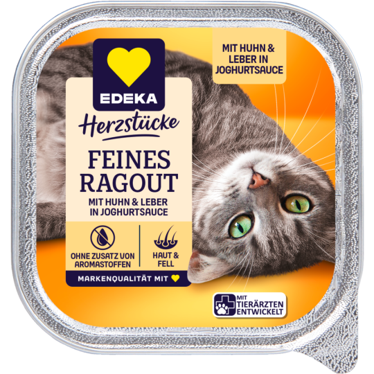 EDEKA Feine Happen Ragout mit Huhn und Leber in Joghurtsauce 100g