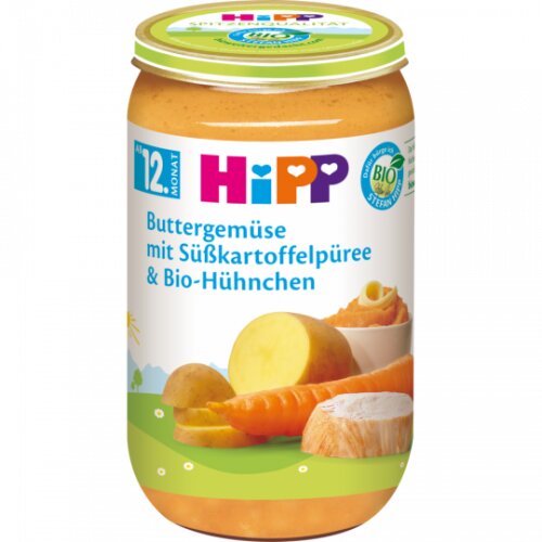 Bio Hipp Hühnchen mit Buttergemüse & Süsskartoffeln 250g