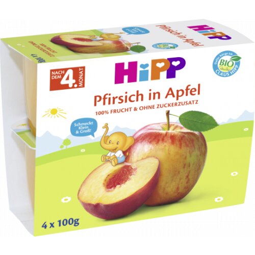 Bio Hipp Pfirsich in Apfel 4x100g