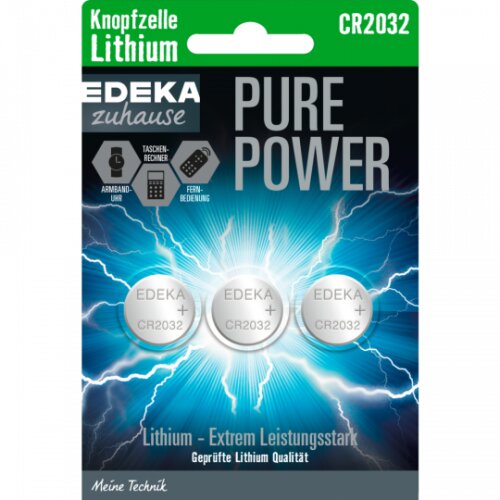 EDEKA Lithium Knopfzellen CR2032 3er
