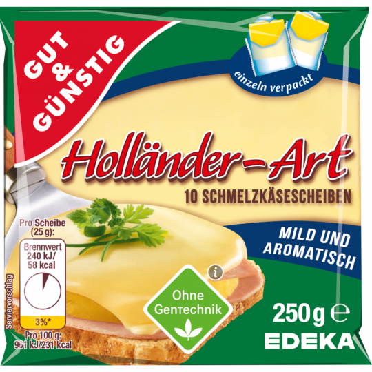 Gut & Günstig Schmelzkäse Scheiben Holländer 35% 250g
