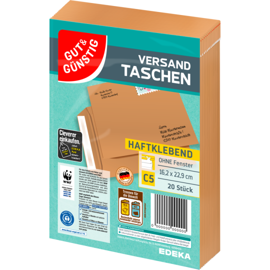 Gut & Günstig Versandtaschen braun DIN C5 20er