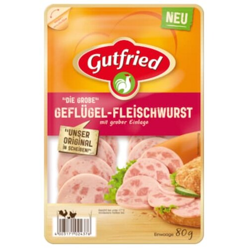 Gutfried Geflügel Fleischwurst Grob 80g