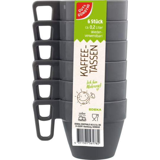 Gut & Günstig Mehrweg Kaffeetassen 6er