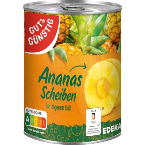 Gut & Günstig Ananas Scheiben in Saft 820g