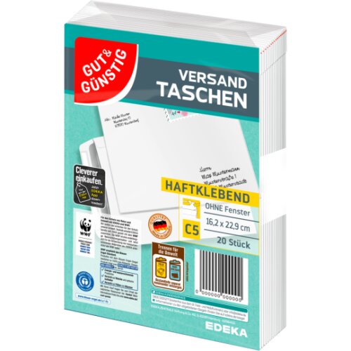 Gut & Günstig Versandtaschen DIN C5 weiß 20ST