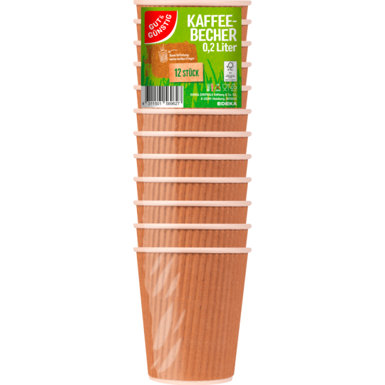 Gut & Günstig Kaffeebecher Pappe 12ST